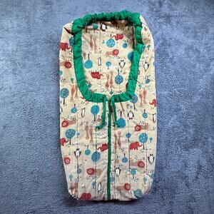 Vintage Baby Bunting Corduroy Animal Print Insulated Sleep Sack Swaddle 60s 70s